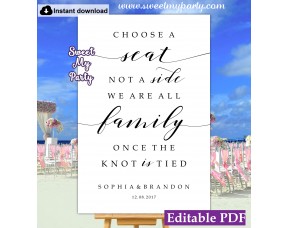 Modern Calligraphy Choose a Seat not a Side sign template (47a)